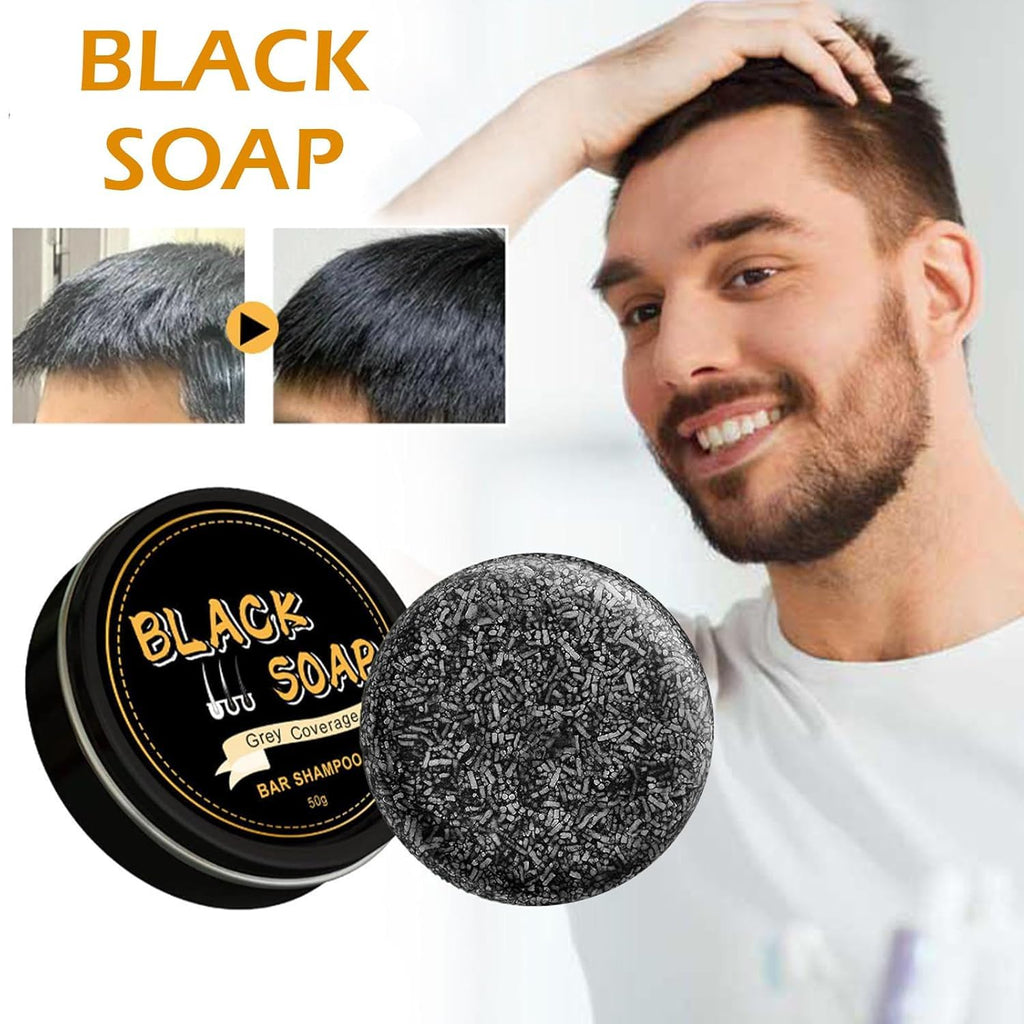 pewatul Gray Hair Reverse Bar Soap Natural Black Hair Coverage with Ginseng and Black Sesame Vegan 2-Pack