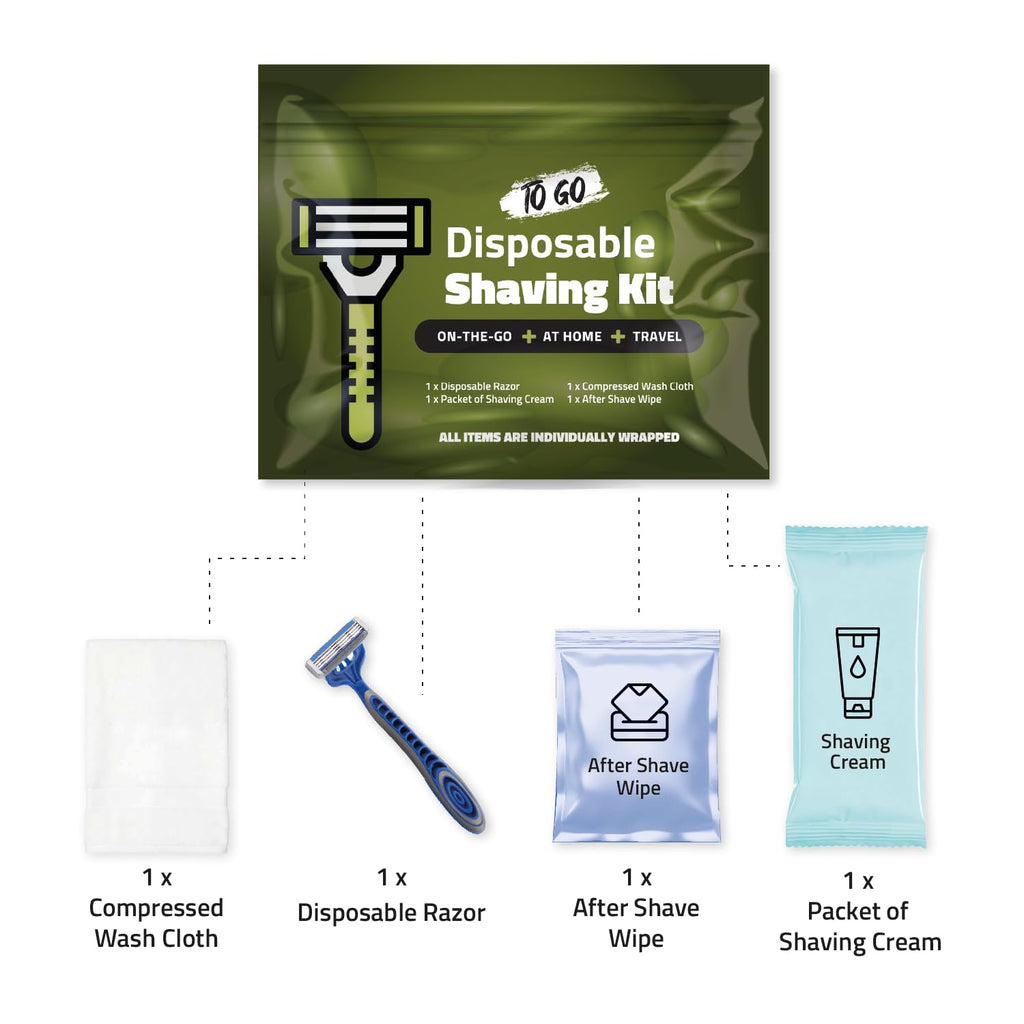 pH Advantage Travel Shaving Kit: Razor, Cream, Washcloth & Aftershave Wipe (Green)