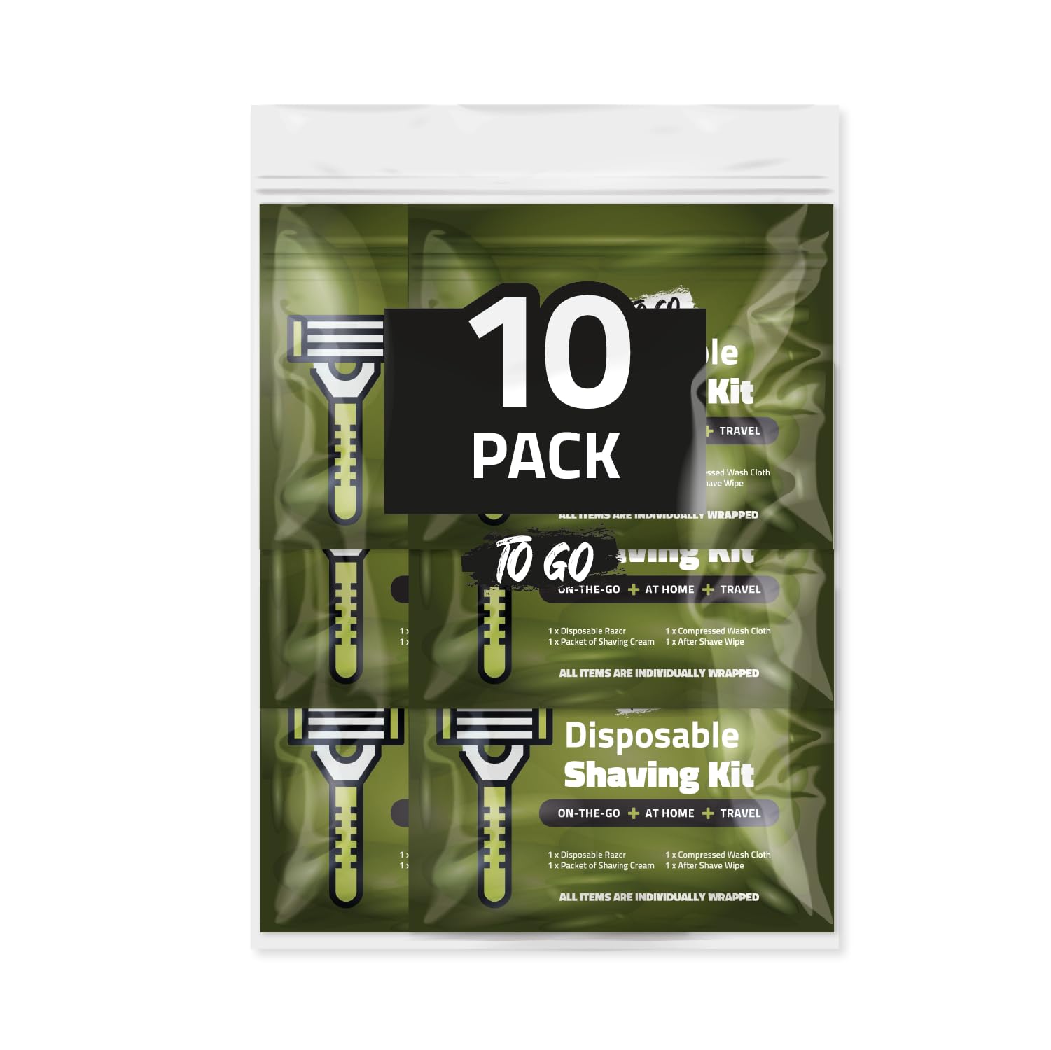 pH Advantage Travel Shaving Kit: Razor, Cream, Washcloth & Aftershave Wipe (Green)