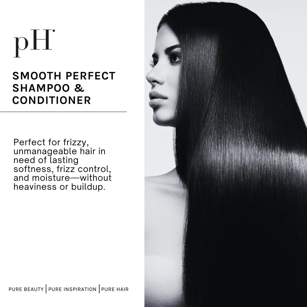 pH PURE HAIR Smoothing Duo – Sulfate-Free Anti-Frizz Shampoo & Conditioner for Dry & Curly Hair