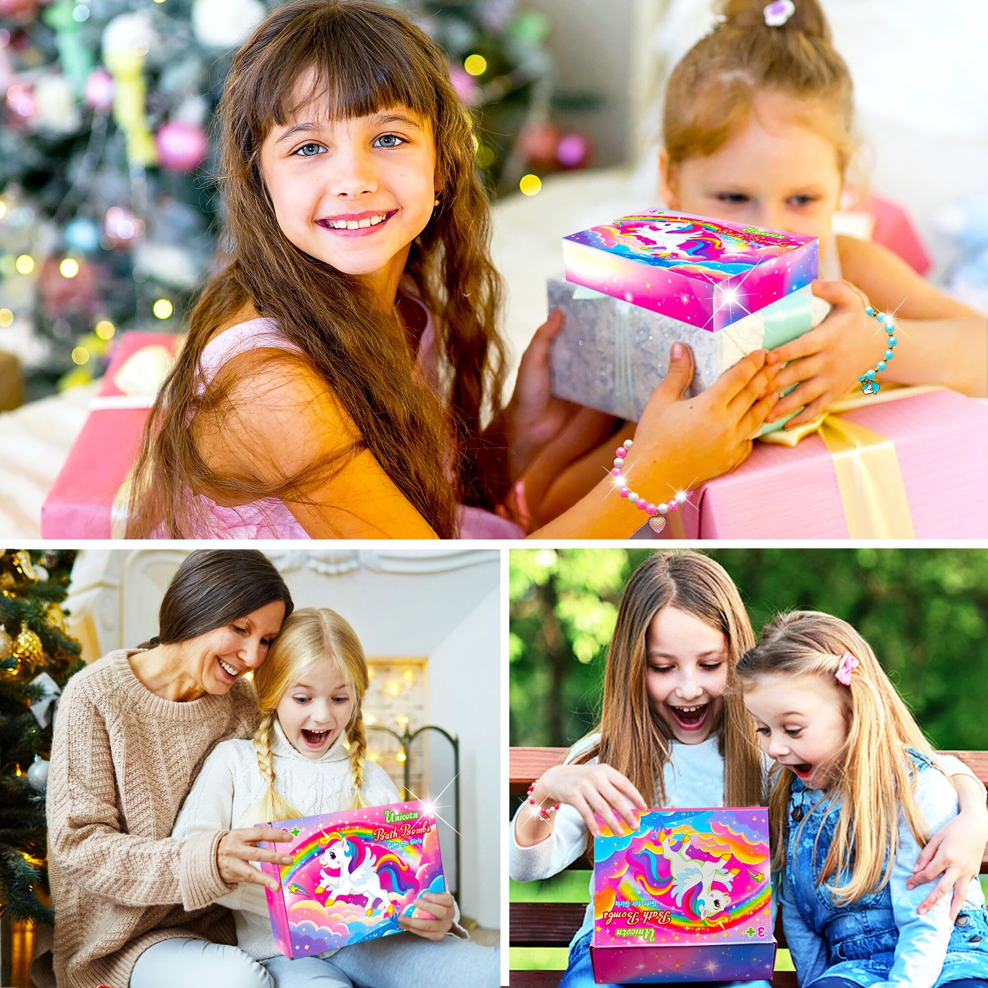 Phaorui Unicorn Bath Bombs for Kids – Surprise Bracelet Inside Gift Set for Girls