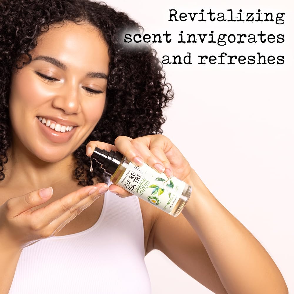 PHARM TO TABLE Tea Tree Hair Oil for Itchy Scalp – 100ml with Tea Tree, Mint, Vitamin E & Jojoba