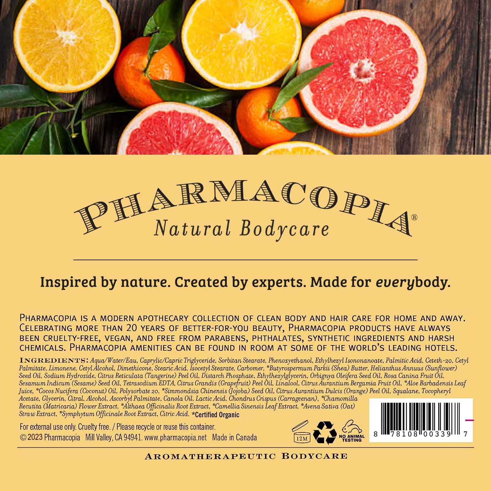 Pharmacopia Citrus Shampoo – Natural Plant-Based, Vegan & Cruelty-Free (16 oz)
