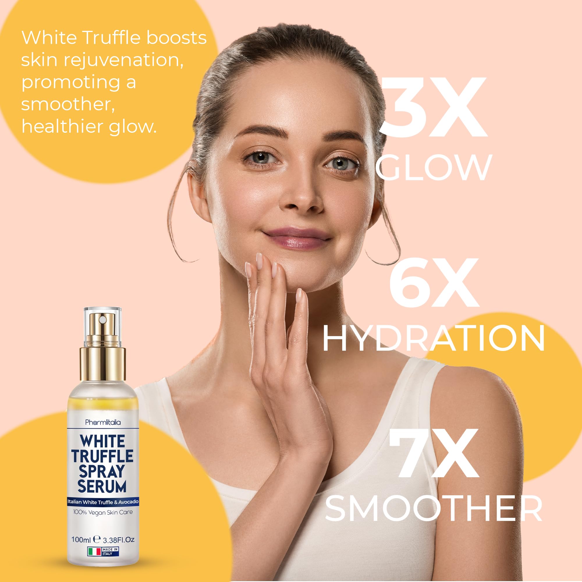 Pharmlitalia Italian White Truffle Spray Serum – Vegan Face Mist, Hydrating Avocado & White Truffles (3.38 fl oz)