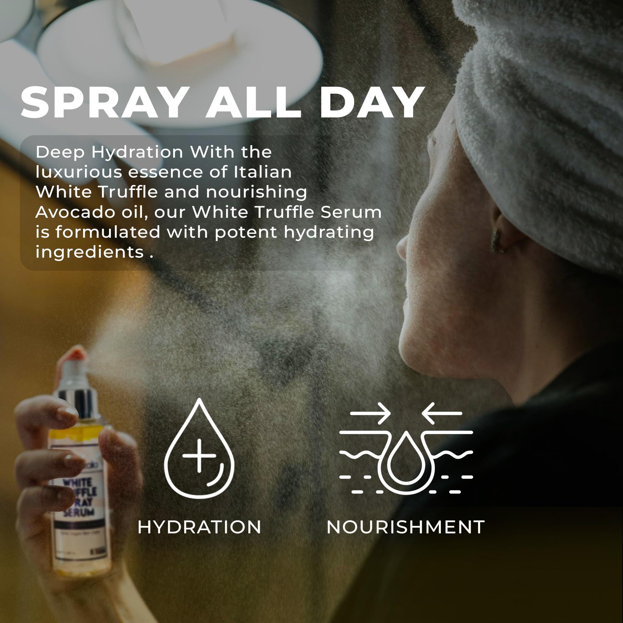 Pharmlitalia Italian White Truffle Spray Serum – Vegan Face Mist, Hydrating Avocado & White Truffles (3.38 fl oz)