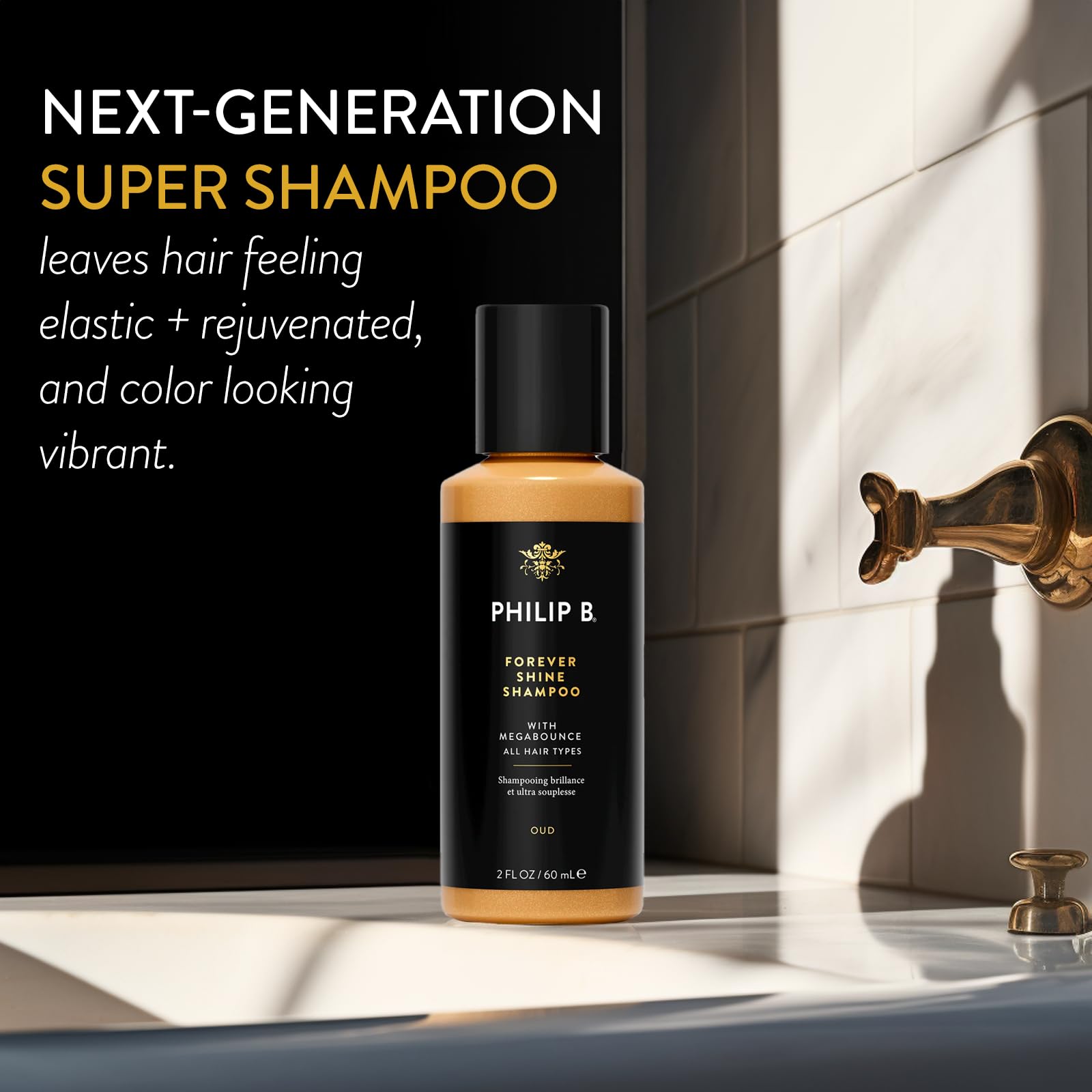 PHILIP B Forever Shine Shampoo – Volumizing Oud-Scented Cleanser for All Hair Types (2 fl oz / 60 ml)