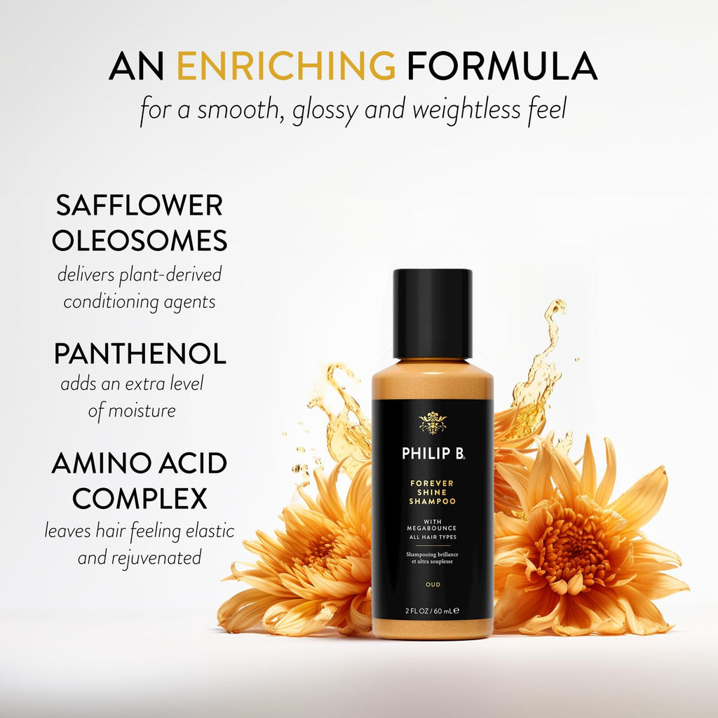 PHILIP B Forever Shine Shampoo – Volumizing Oud-Scented Cleanser for All Hair Types (2 fl oz / 60 ml)