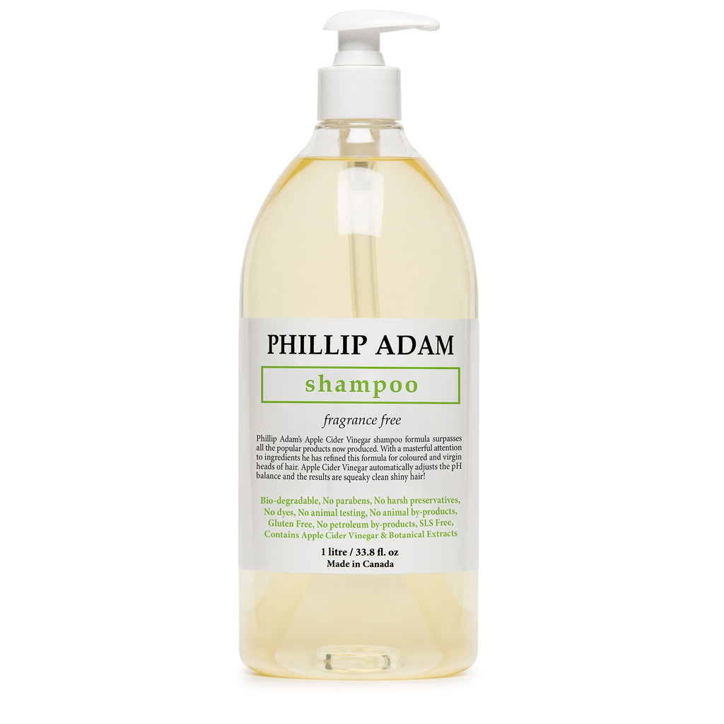 Phillip Adam Fragrance Free Shampoo – Sulfate Free, Paraben Free, pH Balanced for All Hair Types | 33.8 oz
