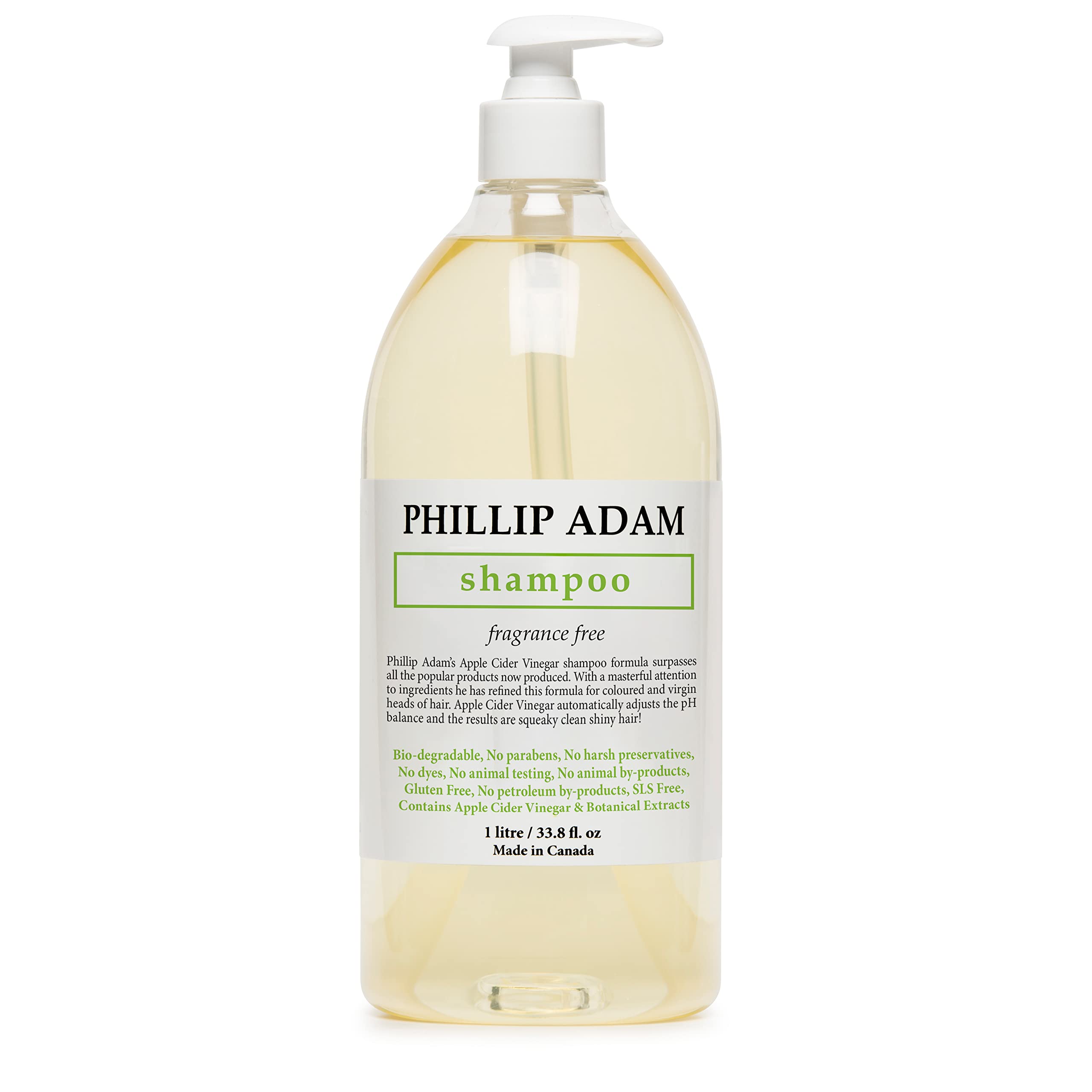 Phillip Adam Fragrance Free Shampoo – Sulfate Free, Paraben Free, pH Balanced for All Hair Types | 33.8 oz