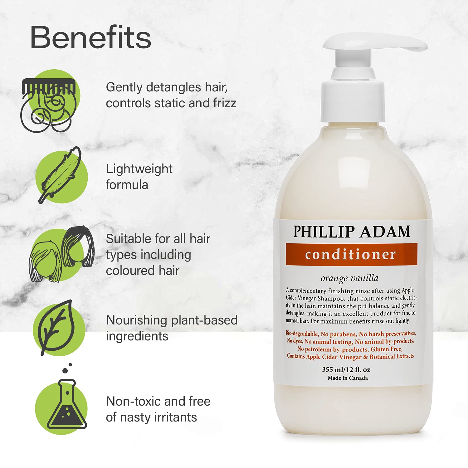 Phillip Adam Orange Vanilla Conditioner - Smooth, Shiny Hair - Color-Safe, No Harsh Chemicals