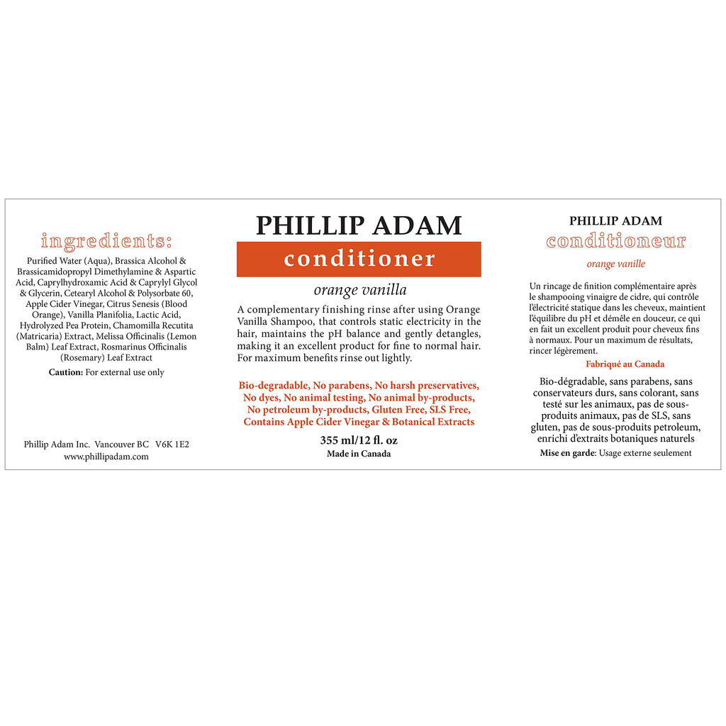 Phillip Adam Orange Vanilla Conditioner - Smooth, Shiny Hair - Color-Safe, No Harsh Chemicals