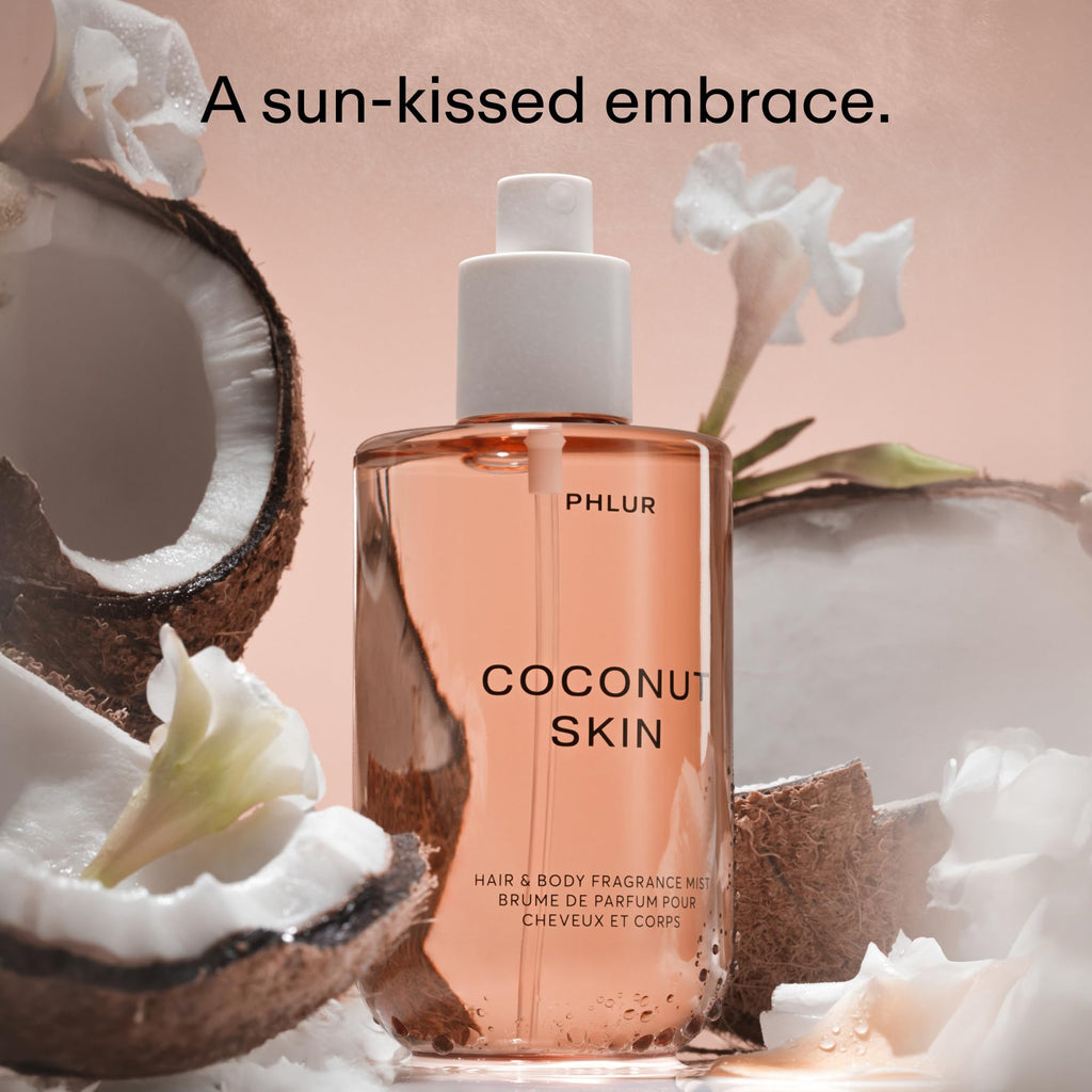PHLUR Coconut Skin Body Mist – Hair & Body Fragrance with Coconut, Caramel & White Florals (8 Fl Oz)