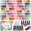 Phoenixy 62-Pcs Gel Nail Polish Set – 54 Colors + Base Coats & Glitter Top Coats
