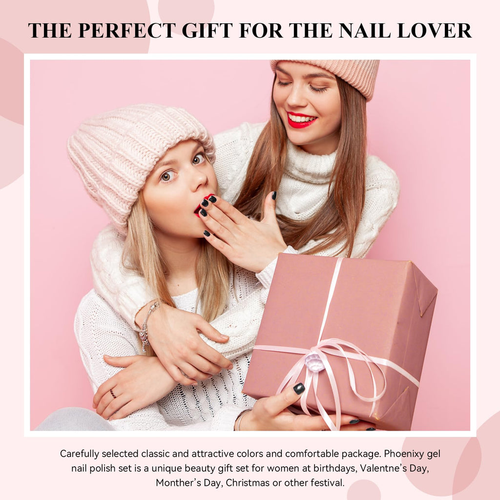 Phoenixy Gel Nail Polish Set – 25 Colors + Base & Top Coats, All-Season UV Gel