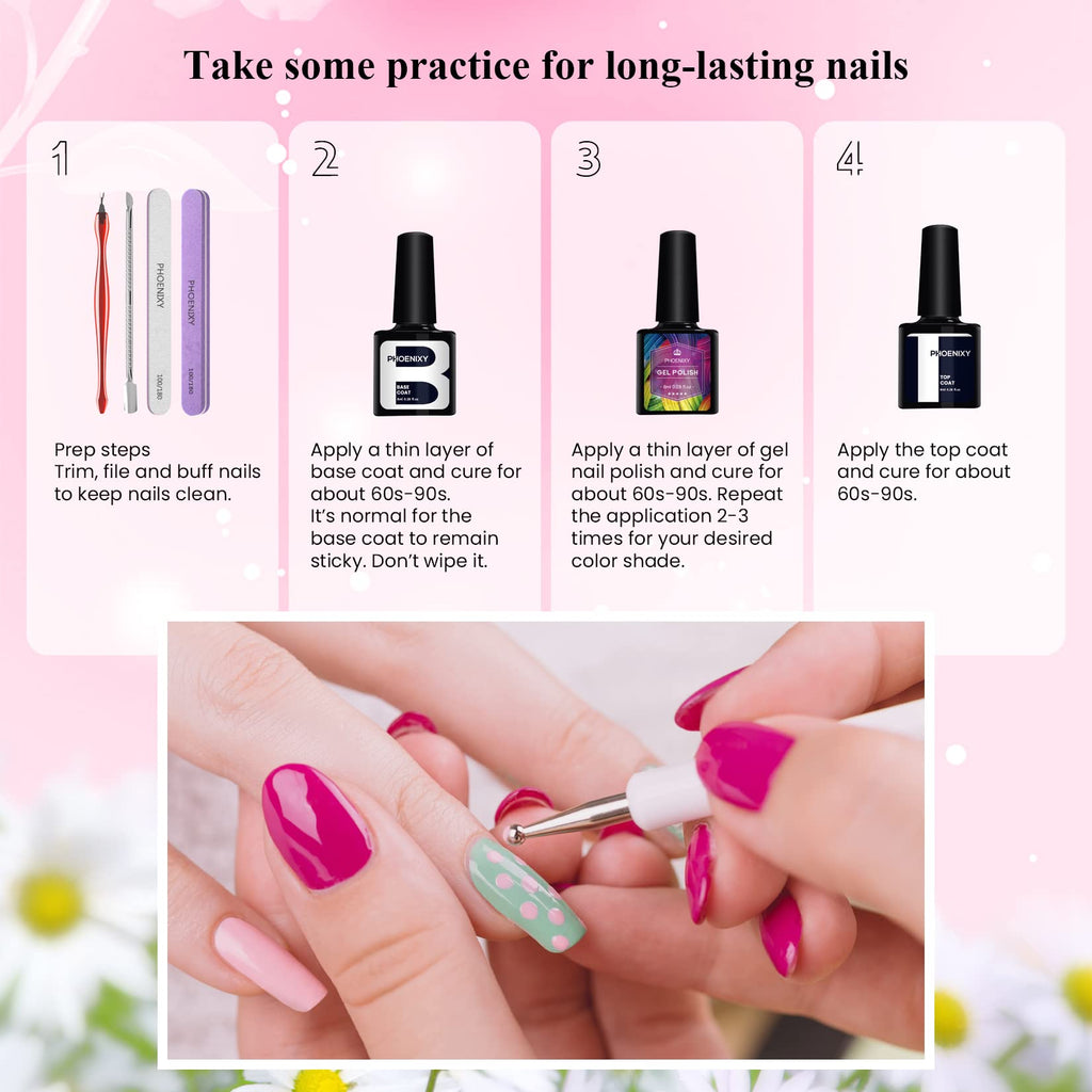 Phoenixy Gel Nail Polish Kit with UV Light — 36-Piece Gel Nail Set for Women