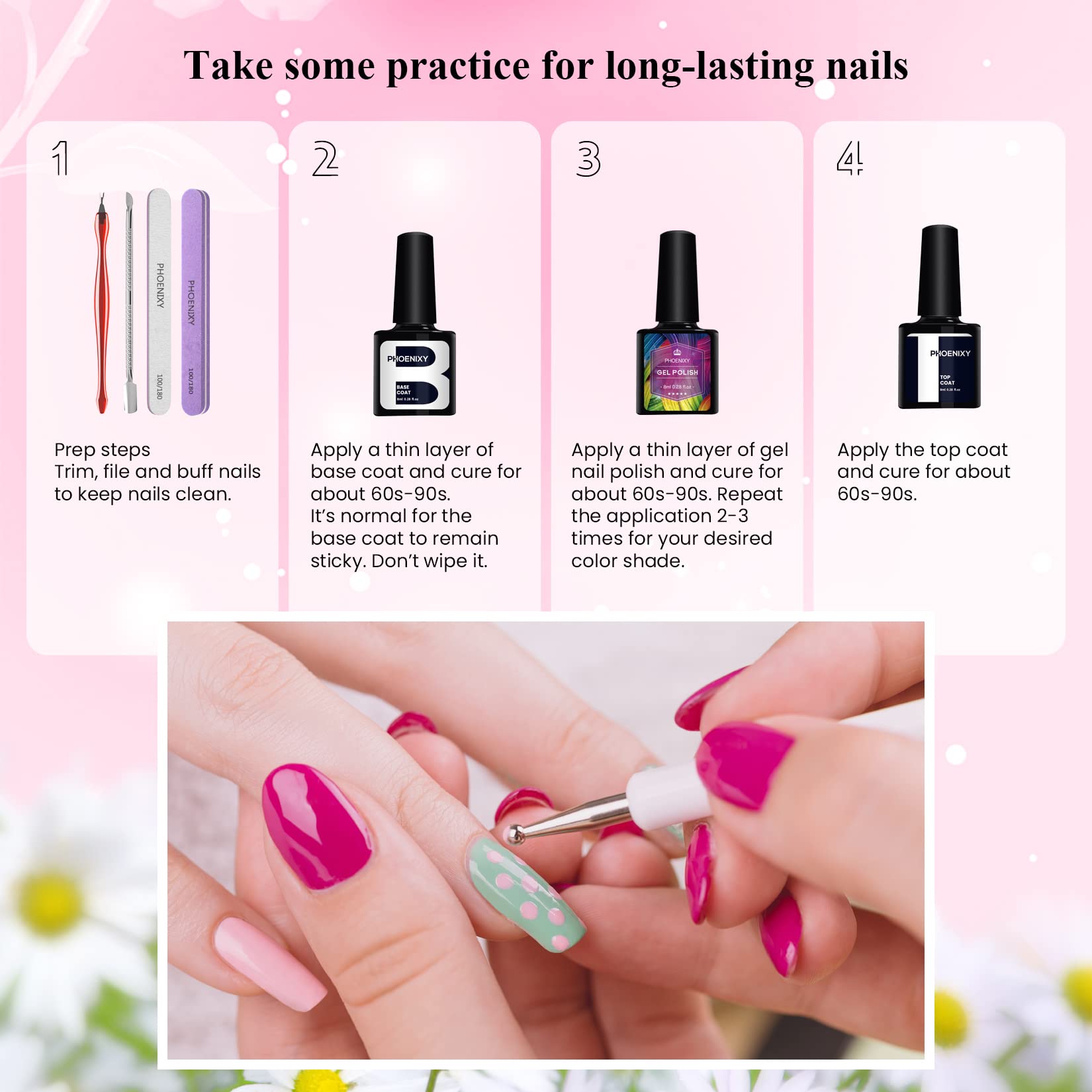 Phoenixy Gel Nail Polish Kit with UV Light — 36-Piece Gel Nail Set for Women