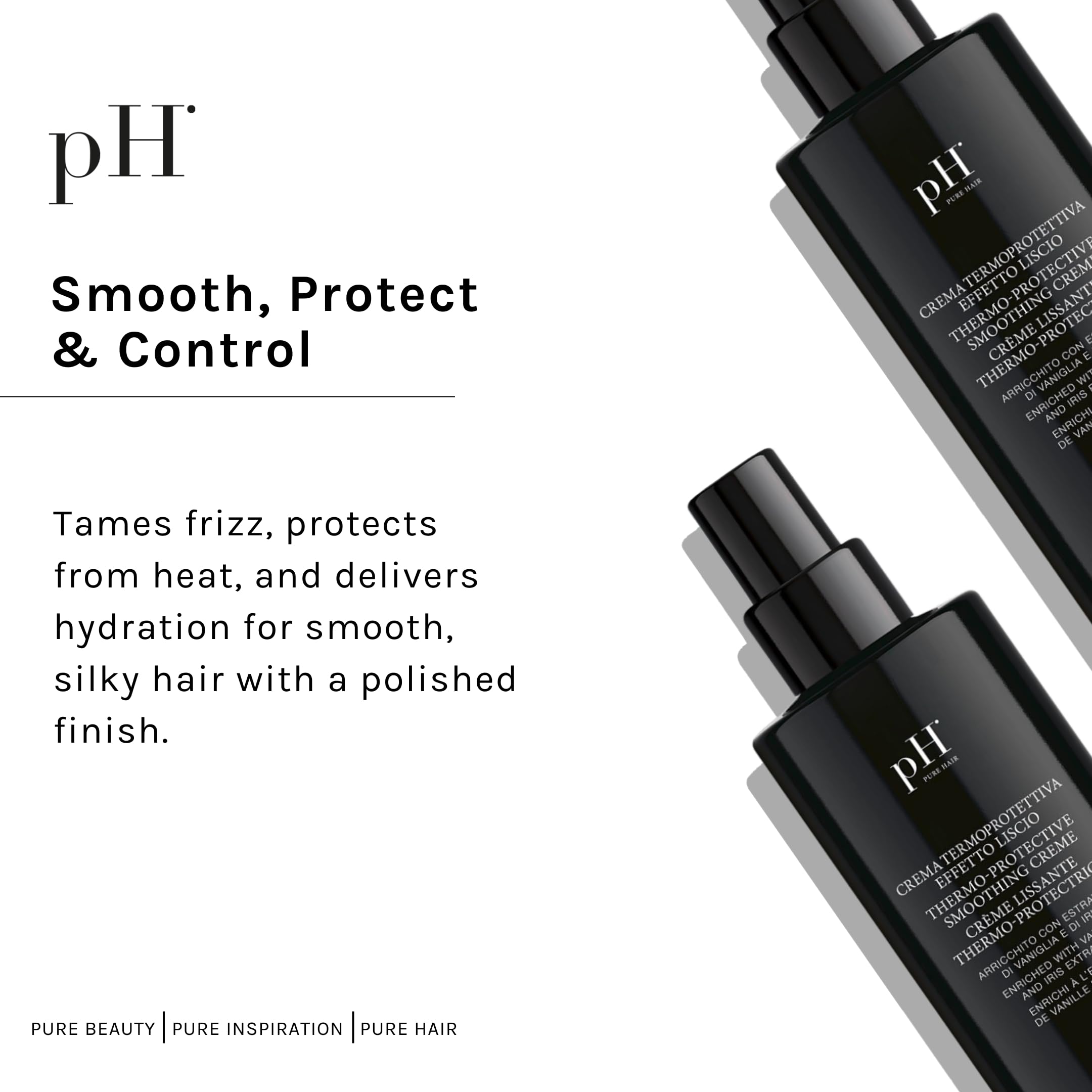 pH PURE HAIR Thermo-Protective Smoothing Creme – Heat & Frizz Defense (6.7 oz)