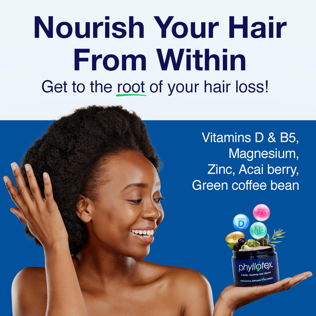 Phyllotex Patented Hair Growth Vitamins for Women & Men | Clinically Proven Hair Loss Supplement | 4 Month Supply