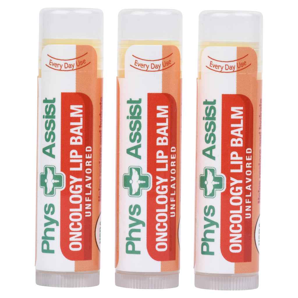 PhysAssist Oncology Lip Balm USDA Organic Unflavored – 3 Pack