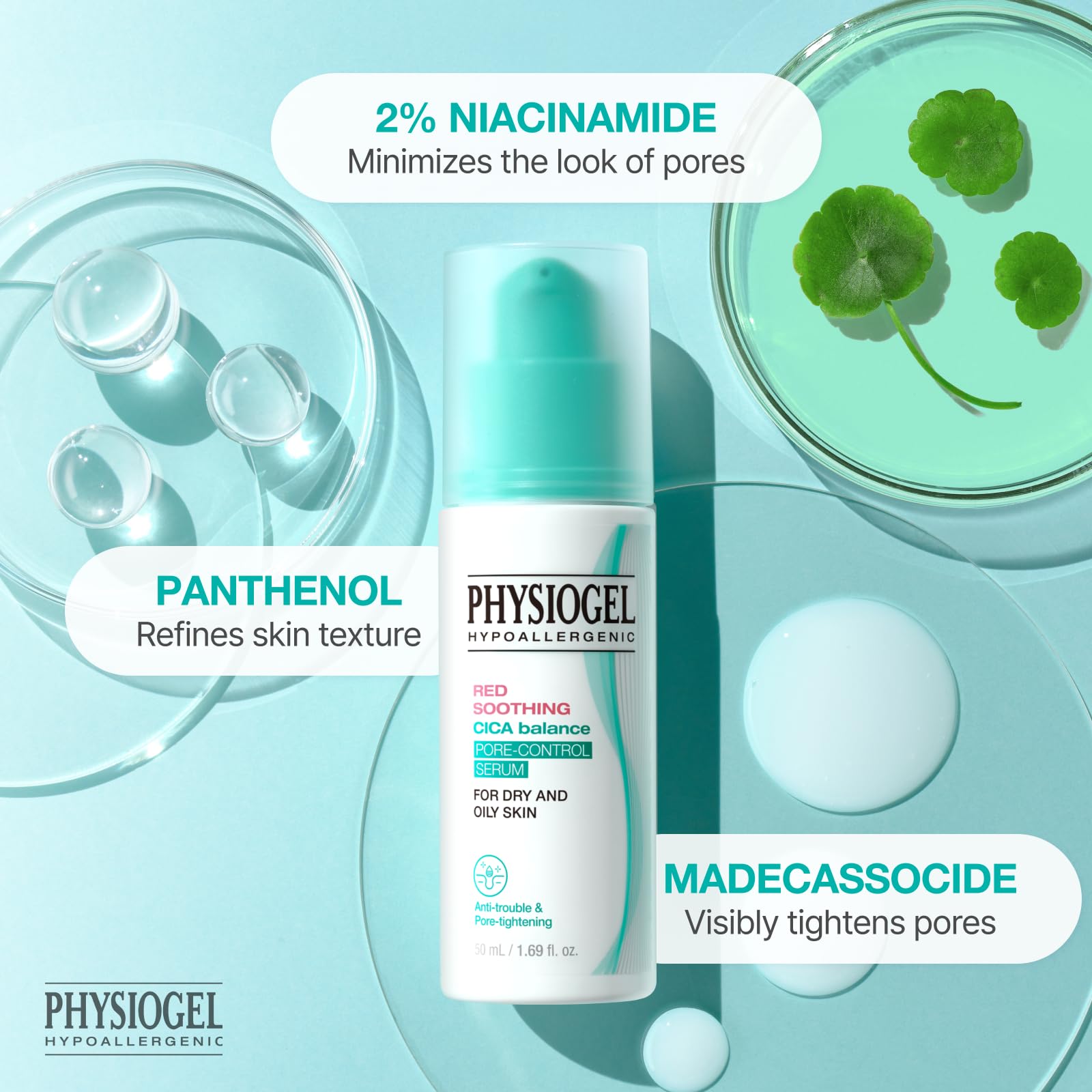 Physiogel Red Soothing CICA Balance Serum | Niacinamide Pore Control