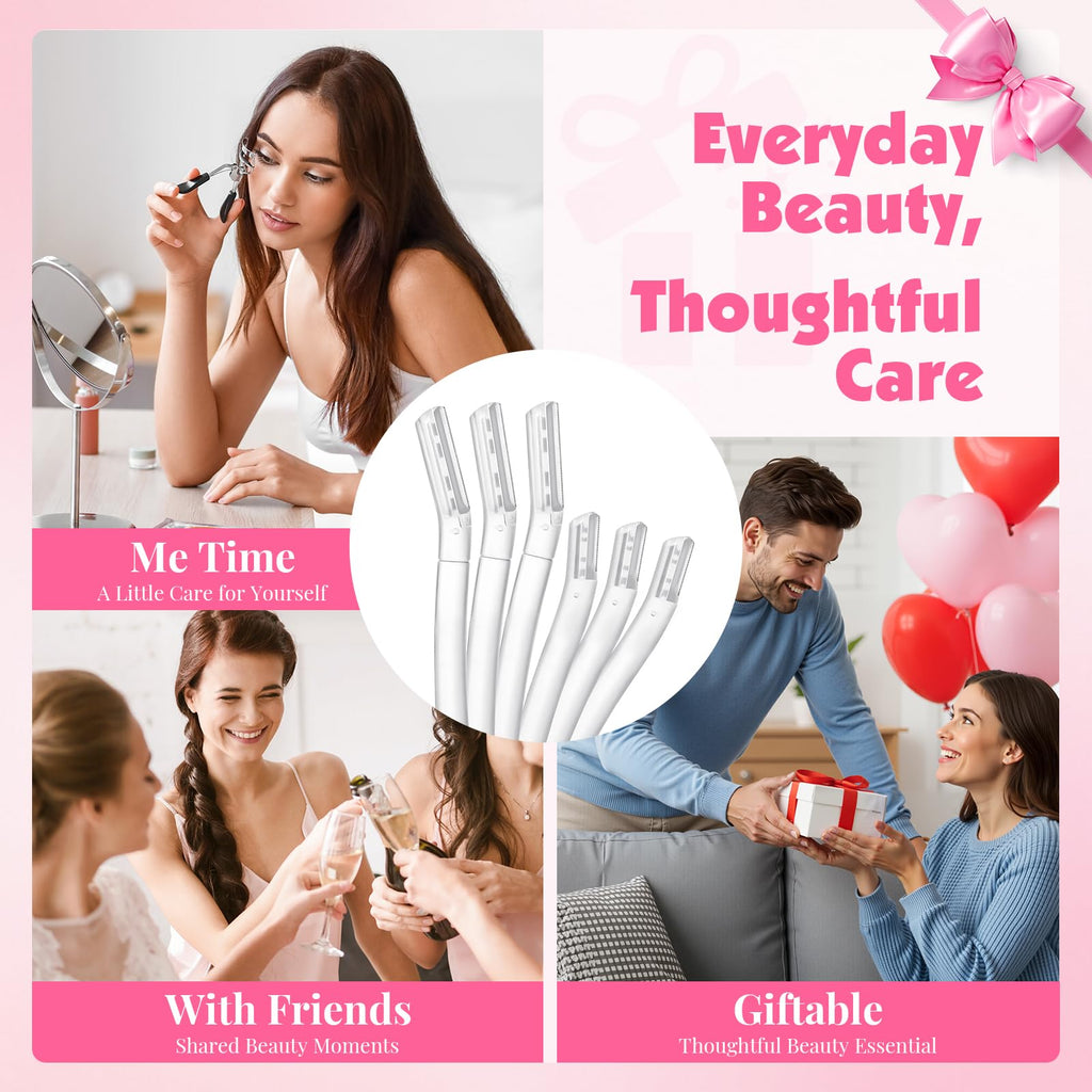 Phyyixs 32-Pack Face Razors for Women – Dermaplane & Eyebrow Razor Set, 24 Long + 8 Short Blades for Peach Fuzz Removal, Gentle Exfoliation, Stocking Stuffers