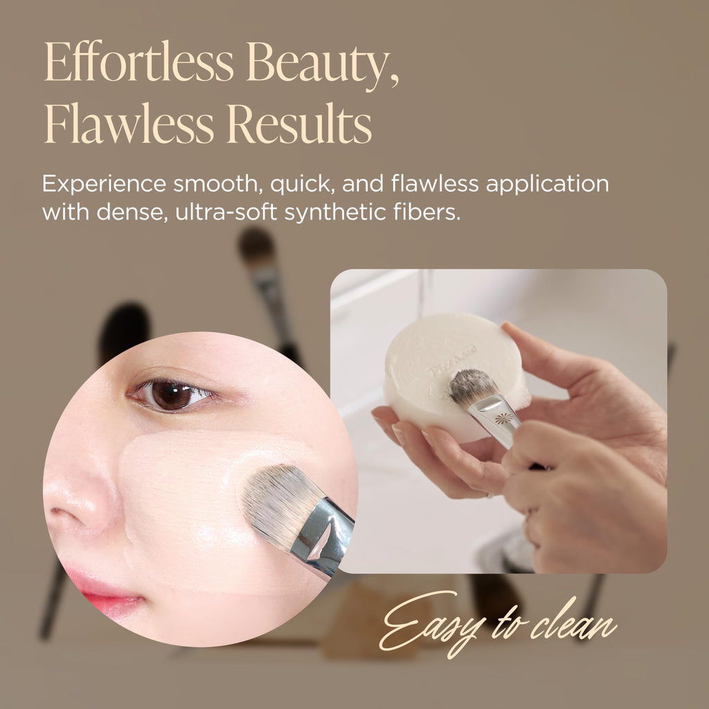 Piccasso FB17 Foundation Brush – Curved Bristles for Flawless Base (Liquid & Cream) | Korean Beauty Essential