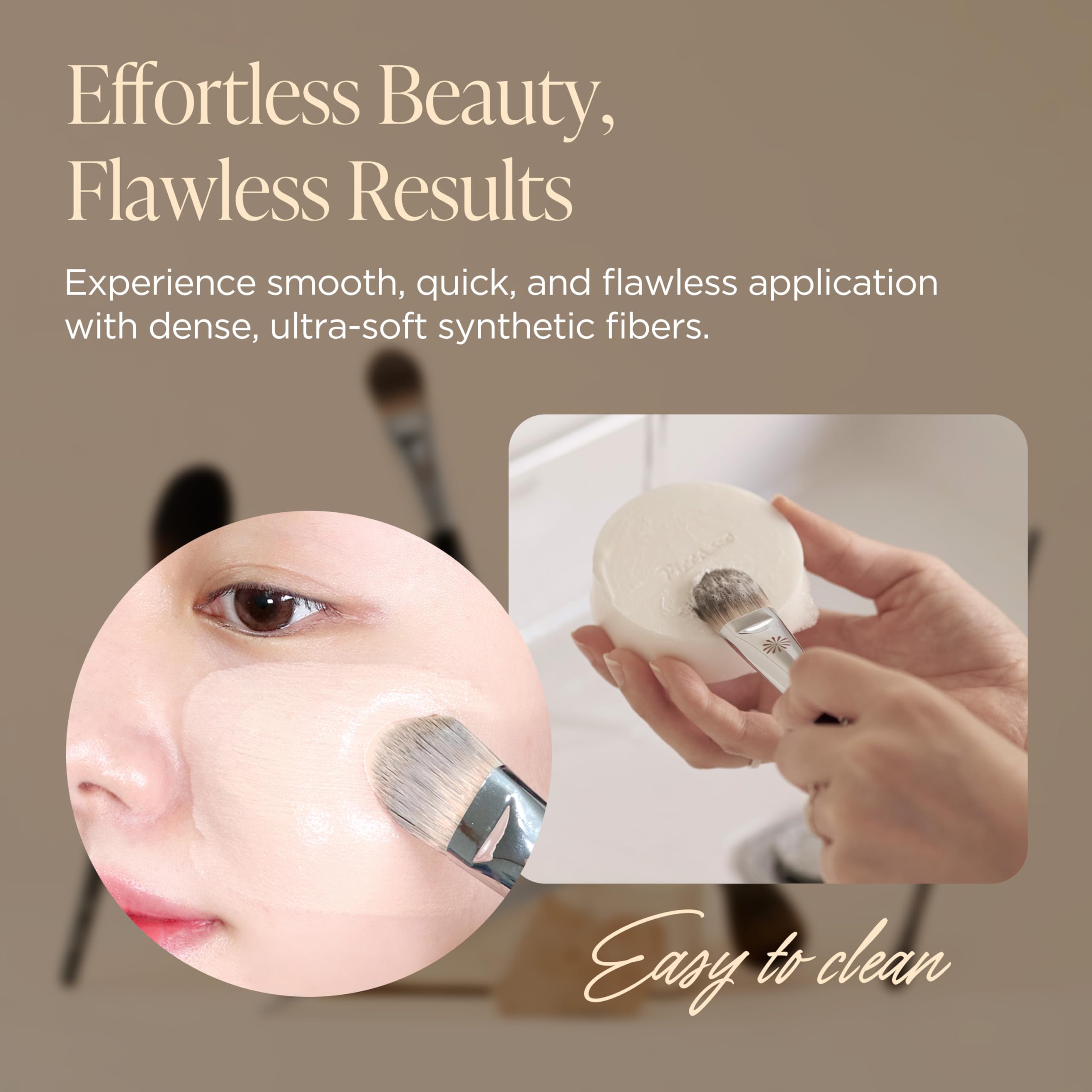 Piccasso FB17 Foundation Brush – Curved Bristles for Flawless Base (Liquid & Cream) | Korean Beauty Essential