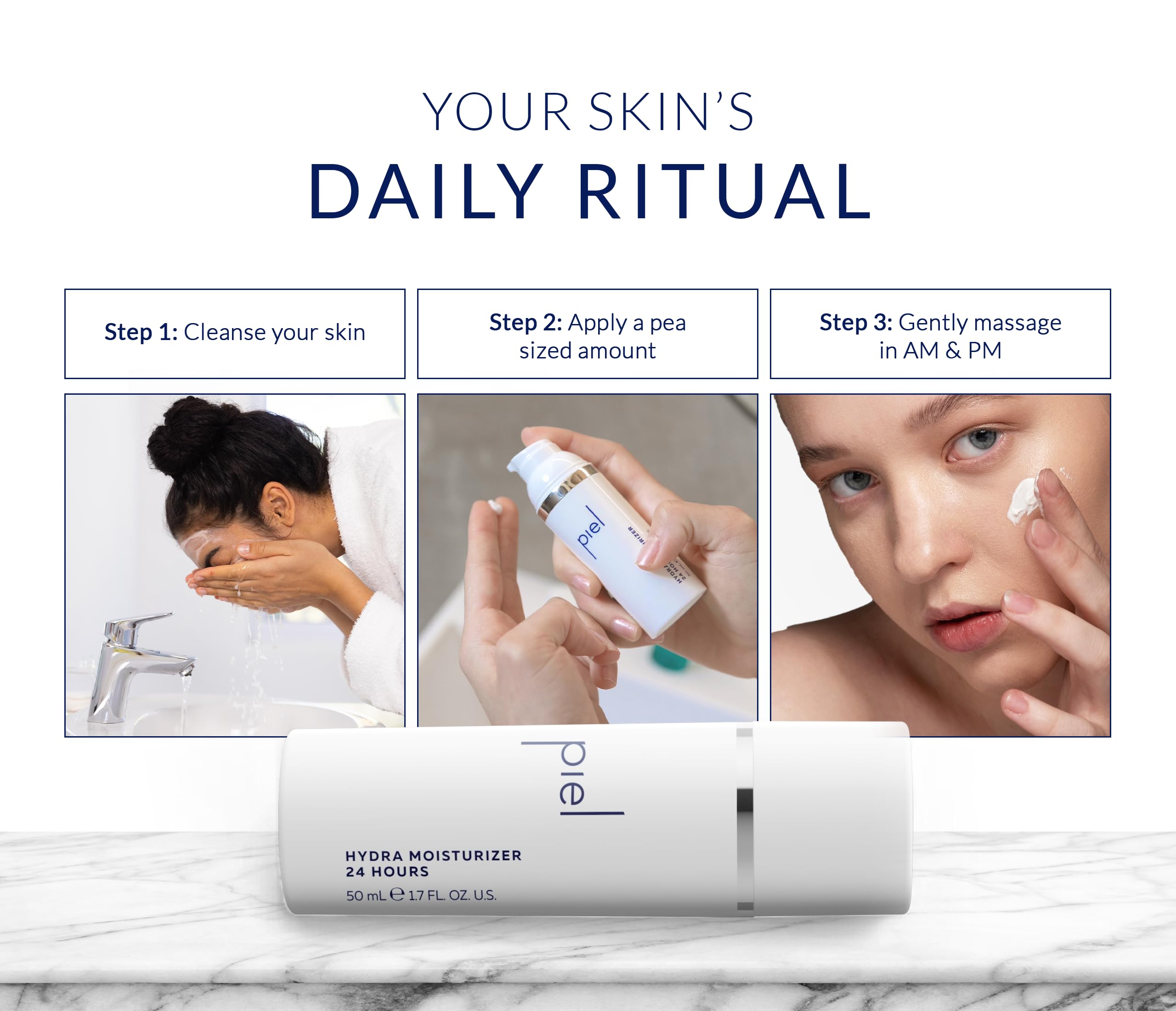 Piel by Miguelina Calderon Hydra Moisturizer 24Hrs – Lightweight Facial Cream with Beta Glucan & Niacinamide | All Skin Types