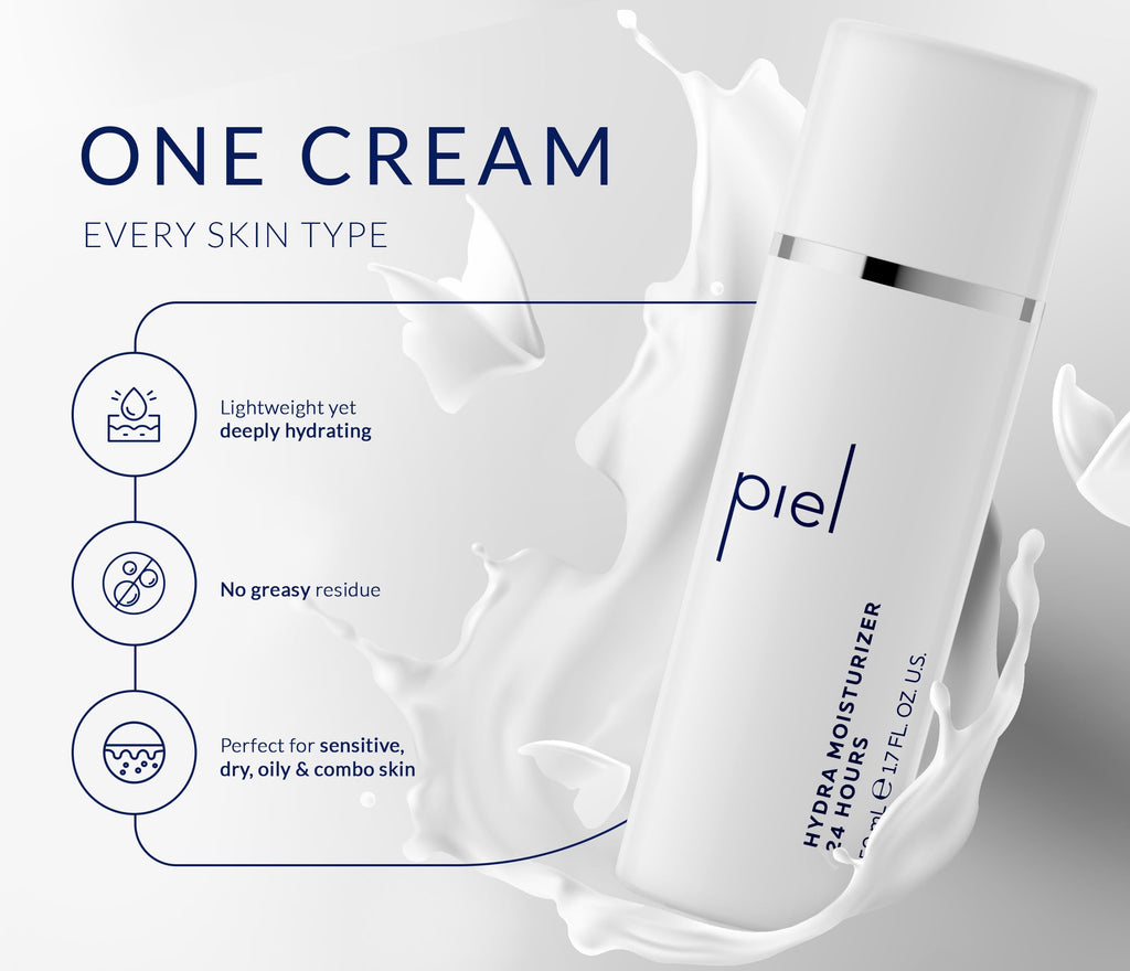 Piel by Miguelina Calderon Hydra Moisturizer 24Hrs – Lightweight Facial Cream with Beta Glucan & Niacinamide | All Skin Types