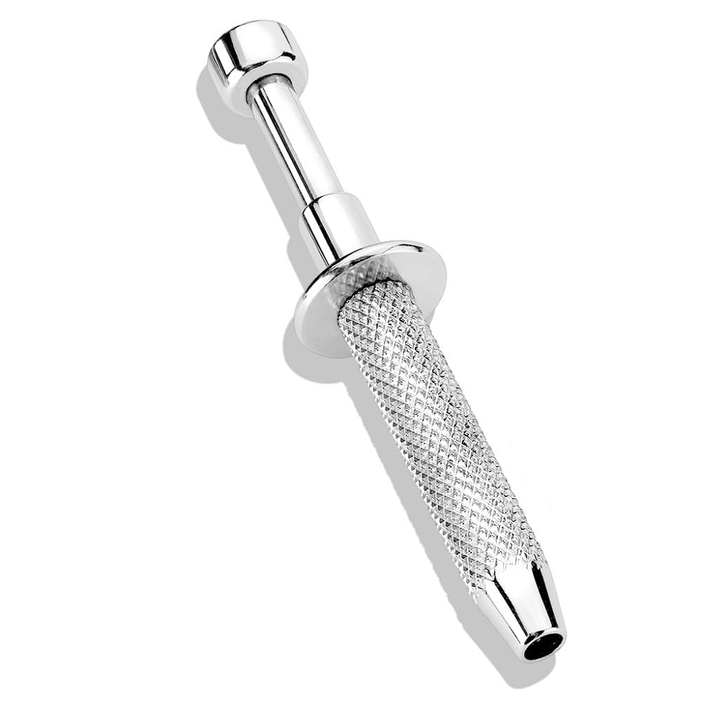 Pierced Owl Push-In Syringe Style Quad Prong Small Bead Holder – Stainless Steel Piercing Tool (2.75-inch or 4.8-inch Length)