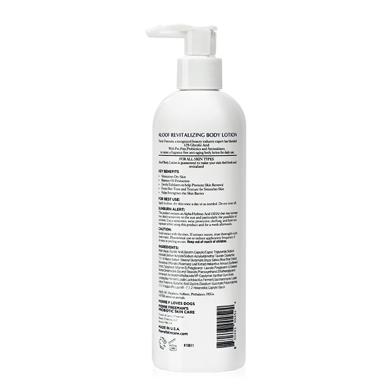 ALOOF Revitalizing Body Lotion – 12% Glycolic AHA | Pierre Freeman's Probiotic Skin Care