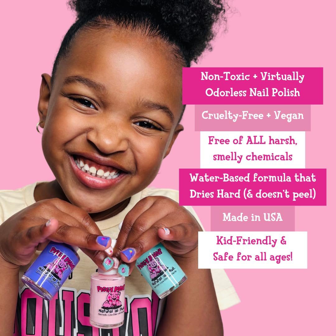 Piggy Paint 100% Non-Toxic Nail Polish for Kids | Safe, Low Odor, Water-Based | U.S. of YAY!