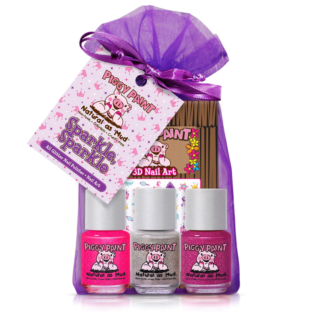 Piggy Paint Sparkle, Sparkle Gift Set – 100% Non-Toxic Kids Nail Polish