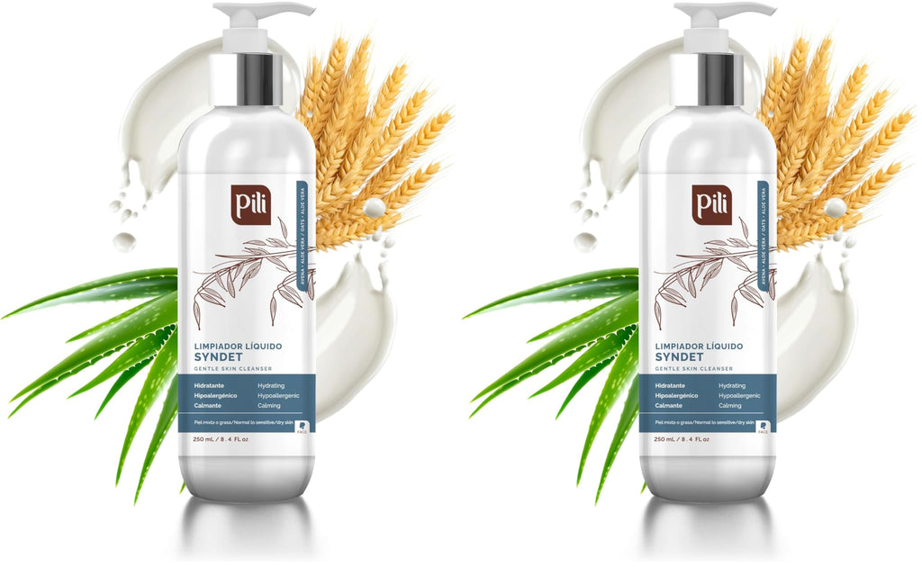 Pili Natural Syndet - Gentle Skin Cleanser with Oatmeal & Aloe Vera | Hypoallergenic for Sensitive Skin | 8.4 fl oz x2