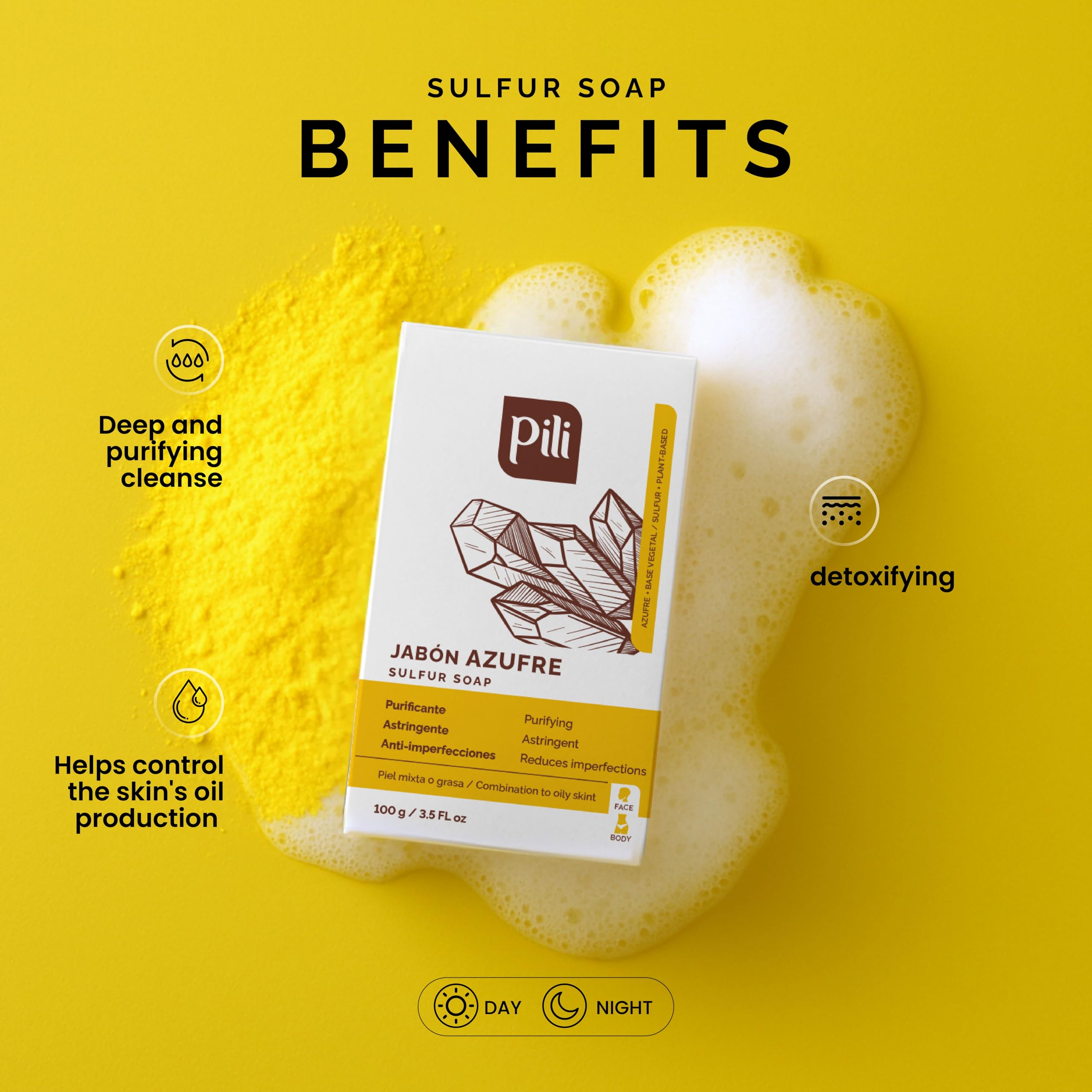 Pili Natural Sulfur Soap Bars (3 Pack) – Deep Cleansing & Oil Control for All Skin Types