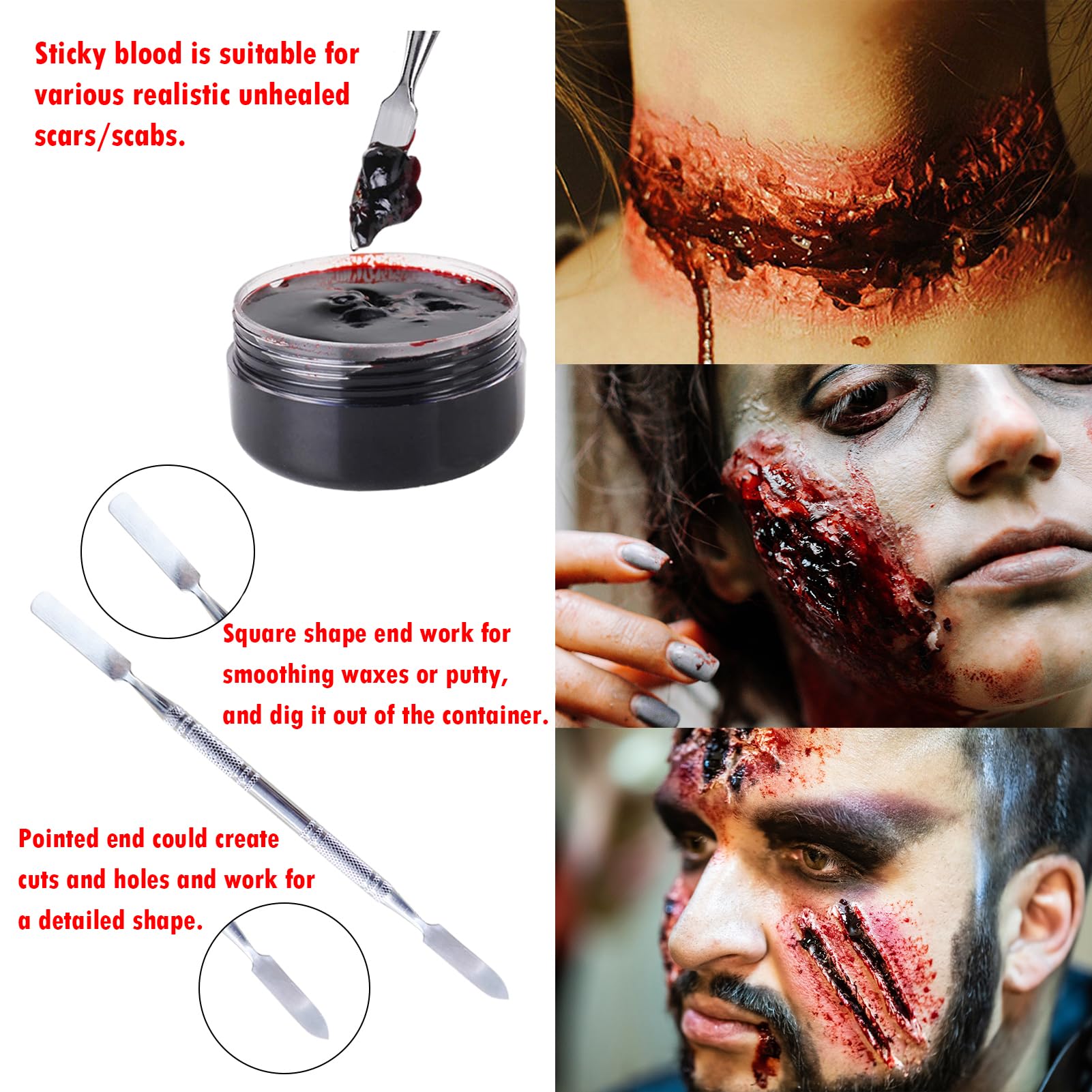 PillyBalla Professional Halloween SFX Makeup Kit – Wound Wax, Fake Blood, 12 Colors