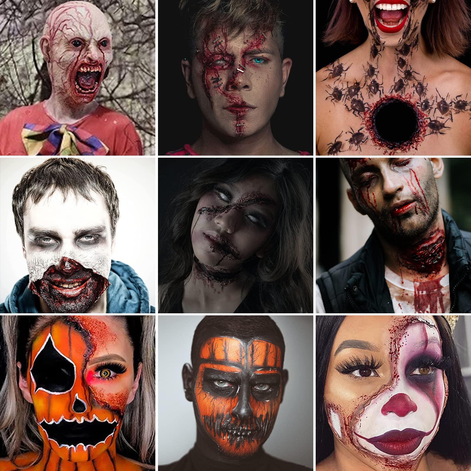 PillyBalla Professional Halloween SFX Makeup Kit – Wound Wax, Fake Blood, 12 Colors
