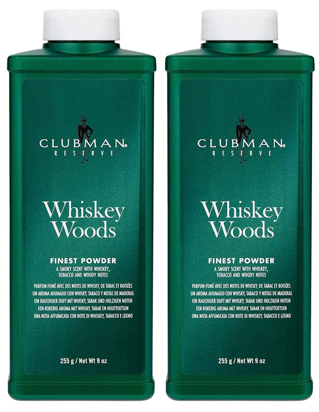 Pinaud Clubman Reserve Whiskey Woods Powder (9 oz) – 2 Pack | Post-Shave & All-Over Body Powder