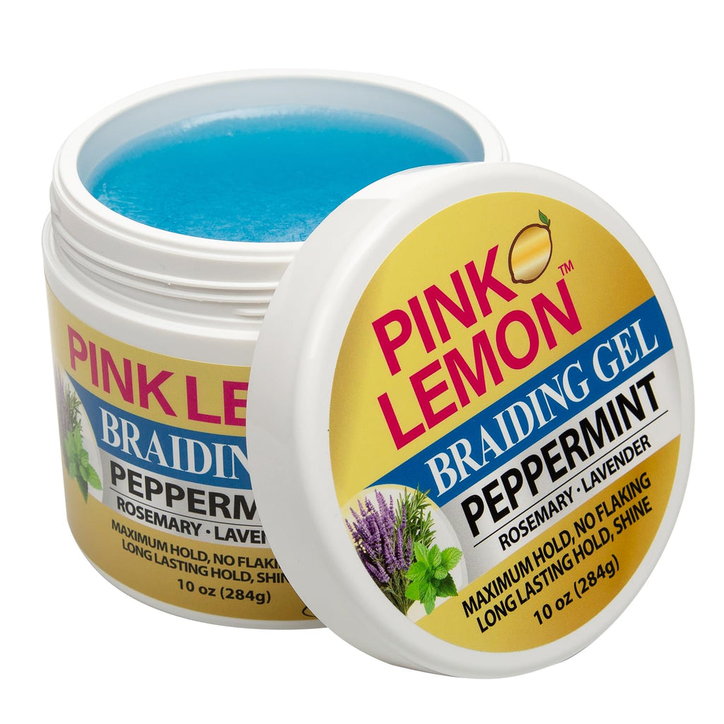 PINK LEMON Braiding Gel Peppermint – Maximum Hold, No Flaking, High Shine (10 oz)