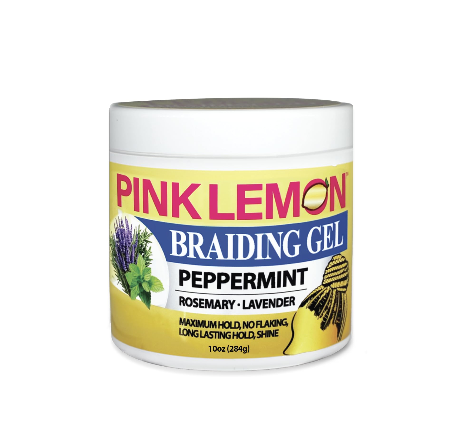 PINK LEMON Braiding Gel Peppermint – Maximum Hold, No Flaking, High Shine (10 oz)
