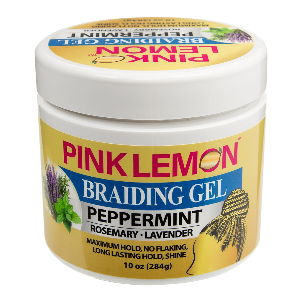 PINK LEMON Braiding Gel Peppermint – Maximum Hold, No Flaking, High Shine (10 oz)