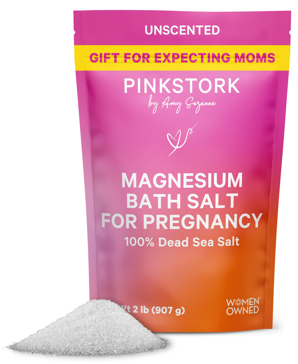 Pink Stork Pregnancy Bath Soak – Unscented Dead Sea Magnesium Flakes (2 lb)