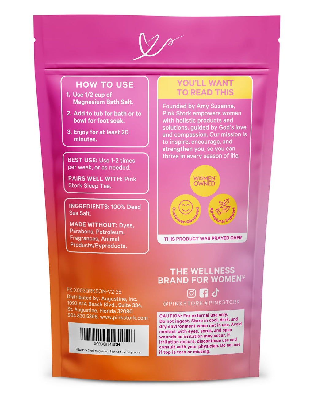 Pink Stork Pregnancy Bath Soak – Unscented Dead Sea Magnesium Flakes (2 lb)
