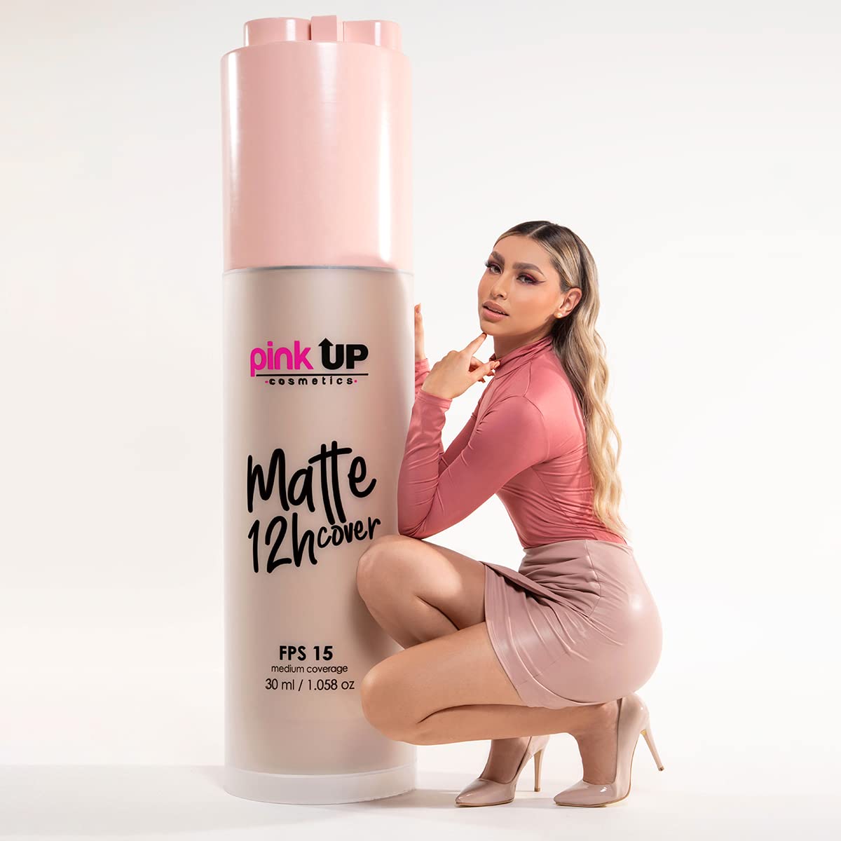 Pink Up Matte Cover Liquid Foundation SPF 15 – 12-Hour Matte Wear, Medium Coverage, Tan
