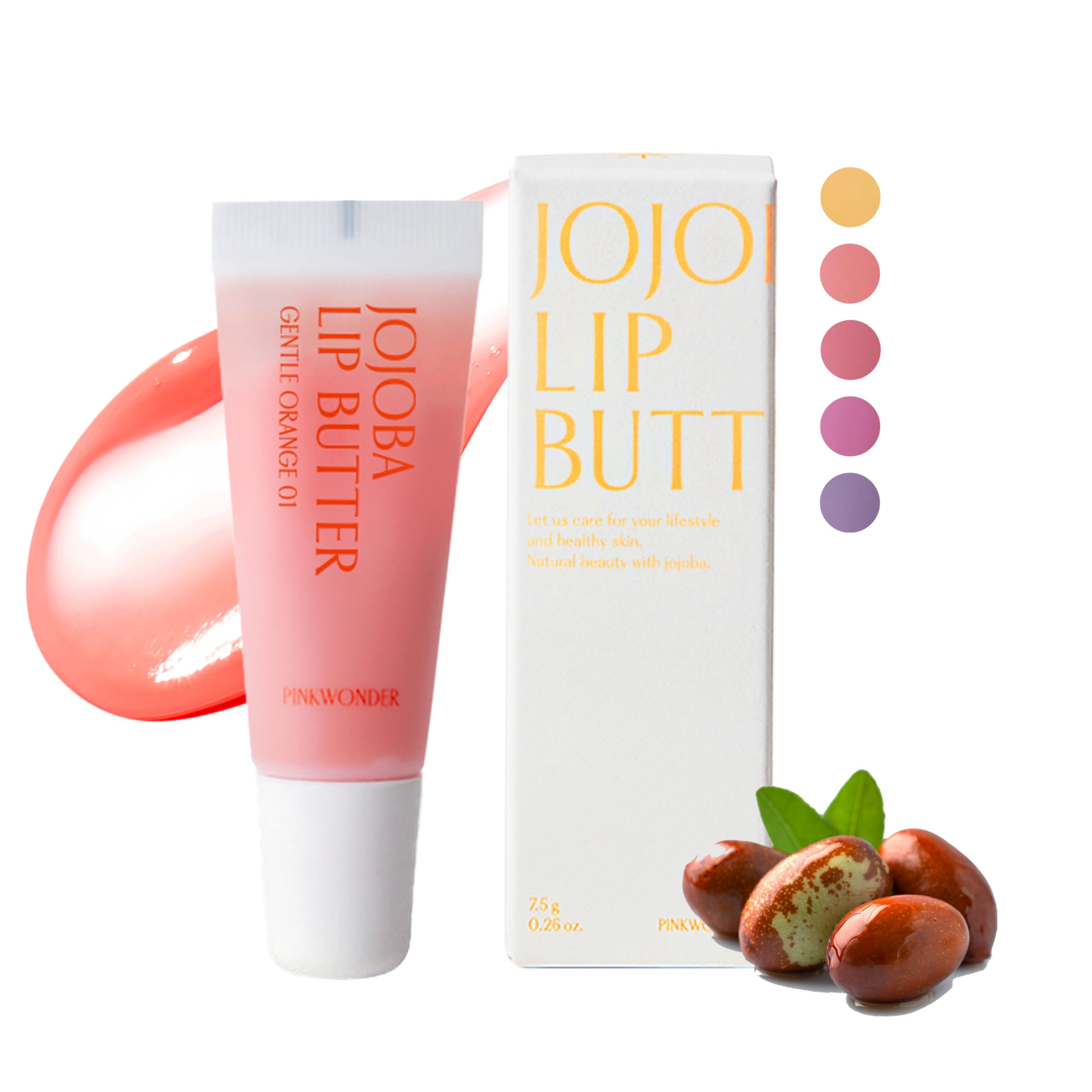 PINKWONDER Jojoba Lip Butter (01 Gentle Orange) – Hydrating Lip Balm with Organic Jojoba Oil