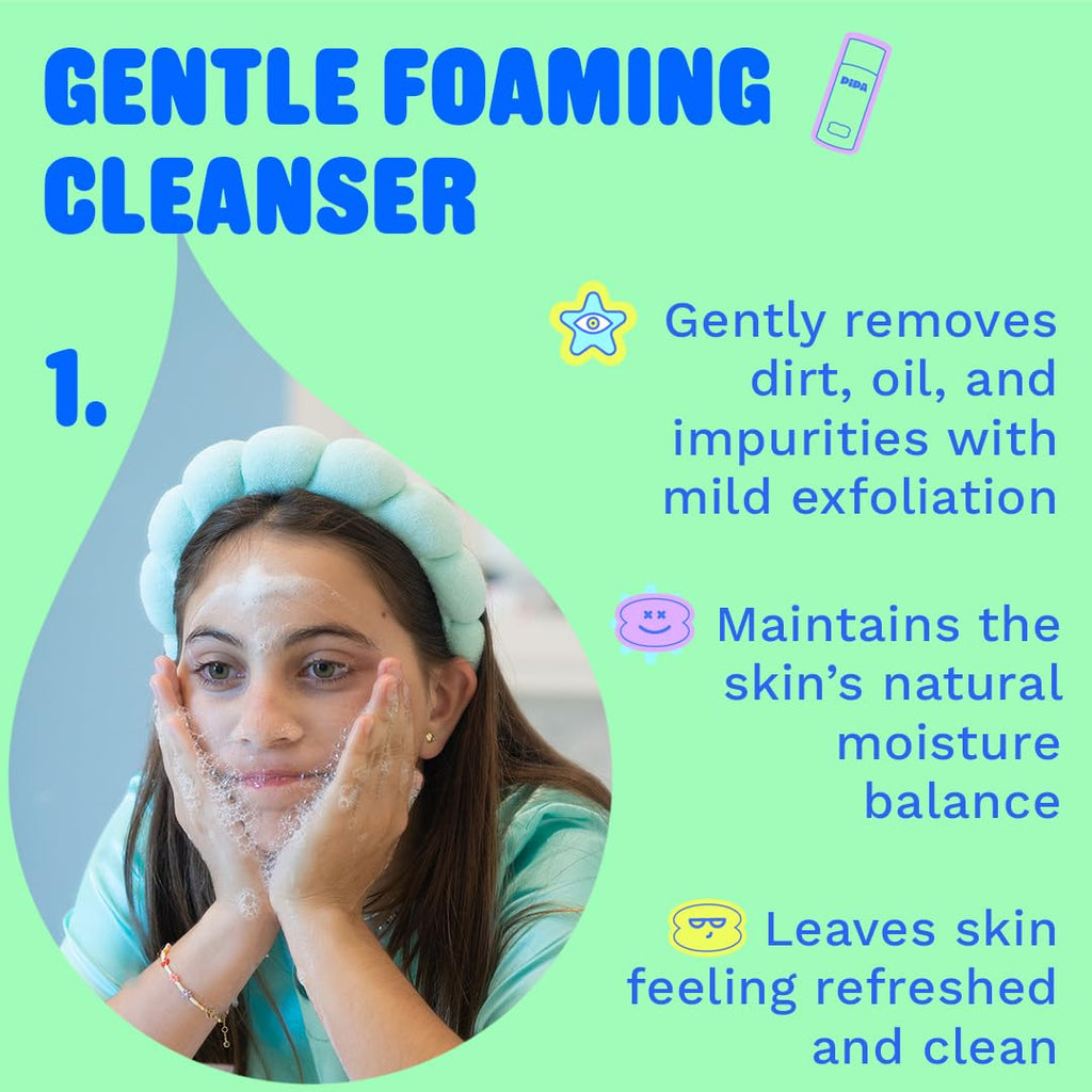 Pipa Daily Glow Bundle for Kids & Tweens | Gentle Cleanser + Lightweight Moisturizer + Pouch