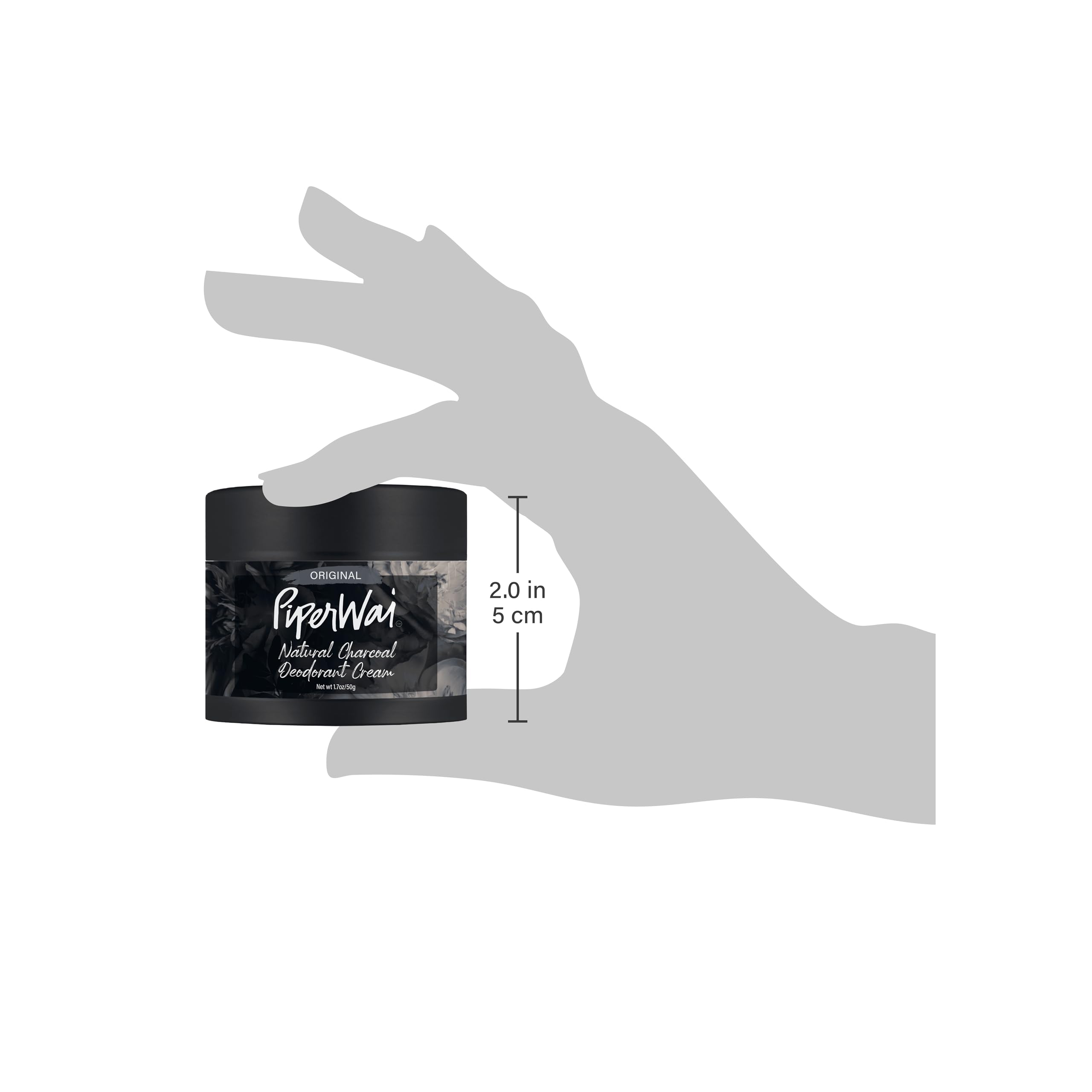 PiperWai Natural Deodorant Cream – Aluminum-Free, Activated Charcoal & Magnesium | Vegan 2 oz Jar (2-Pack)