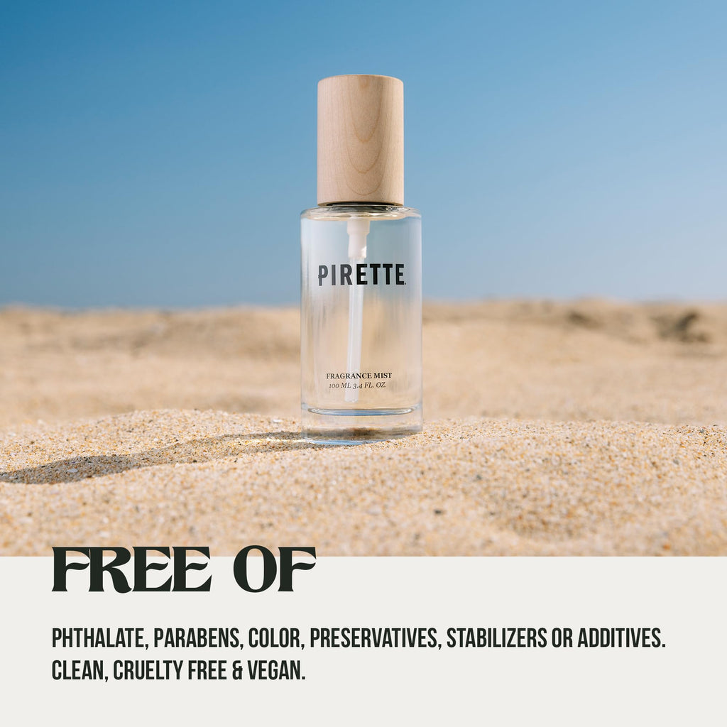 PIRETTE Fragrance Mist – Clean Vegan Hair & Body Spray with Fresh Coconut and Surf Notes | 3.4 fl oz