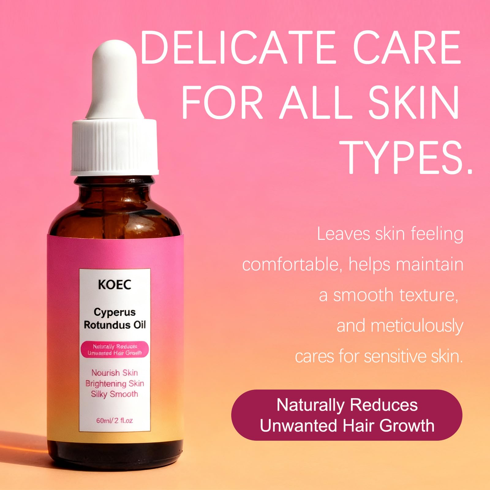 PKQLQ Organic Cyperus Rotundus Oil for Hair Removal – Pure, Natural Hair Inhibitor for Face & Body