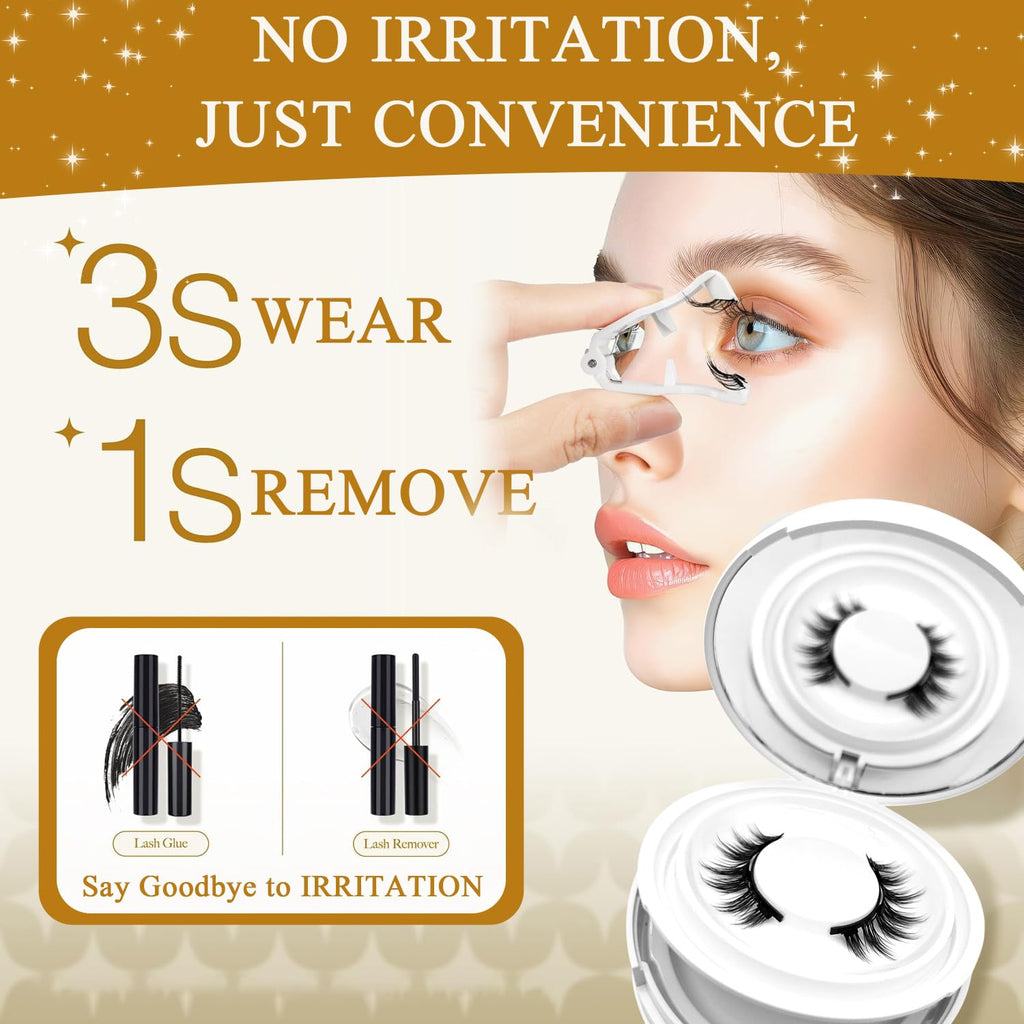 PKsiauya Ginani Magnetic Lashes with Applicator – No Glue, Reusable, All-Day Comfort